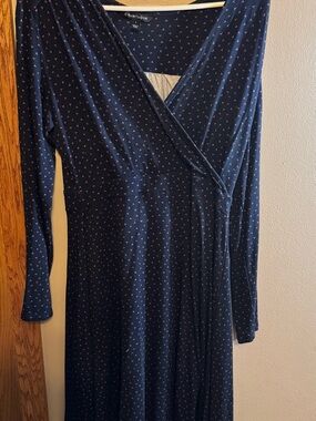 41 Hawthorn Navy Wrap Dress with Pink Micro Print